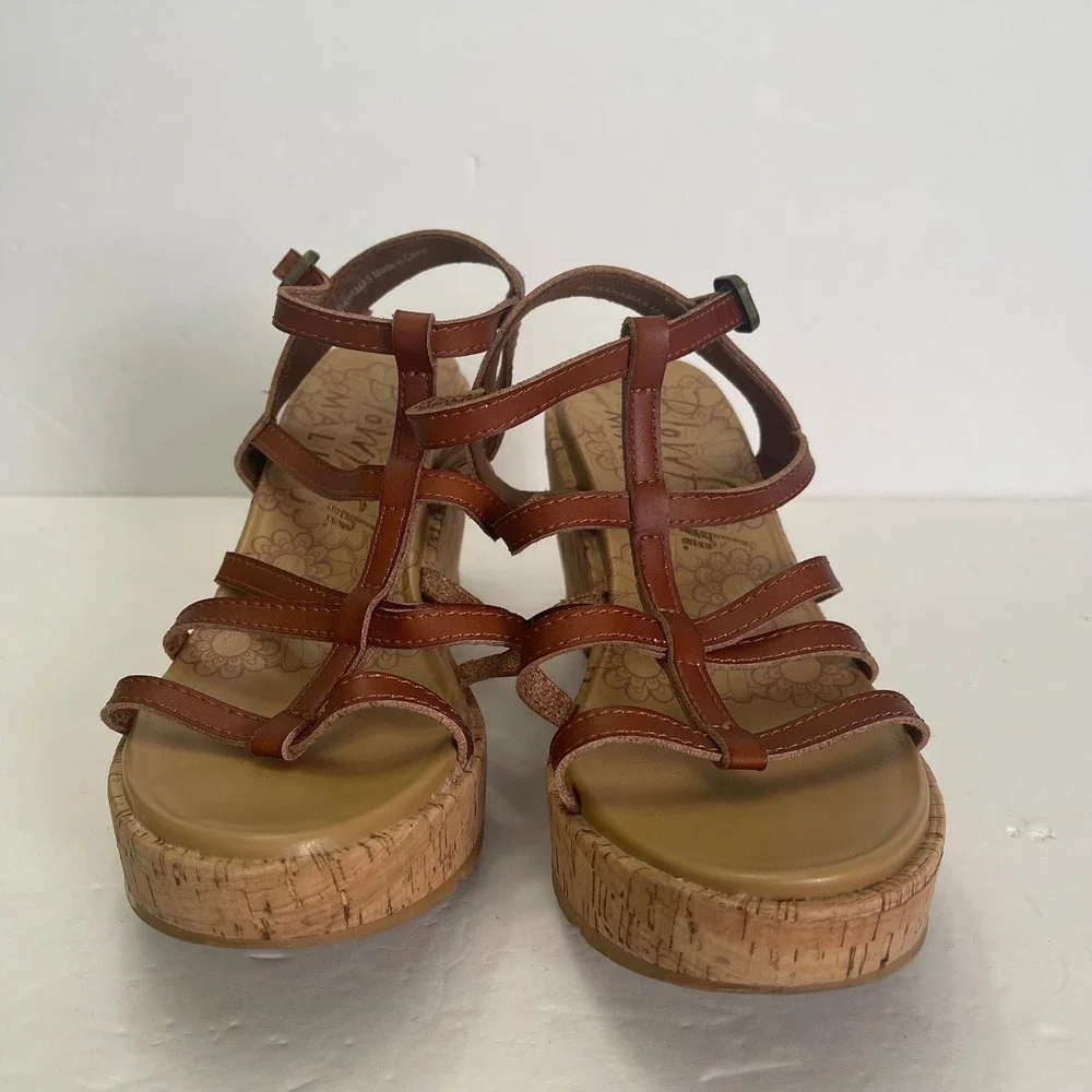 Blowfish Malibu Bahamas Brown Strappy Cork Platform Wedge Sandals Womens 9M